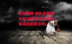 东升棋牌-战队名额是什么(战队有了排名所有成员都显示吗)